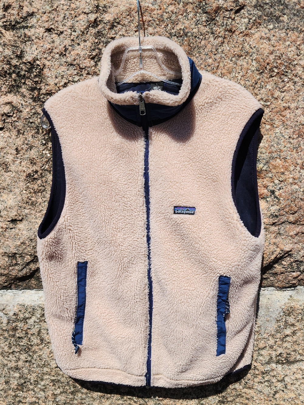 Vintage Patagonia Retro-X Sherpa Fleece Vest with Navy Trim Made In USA Men's L
